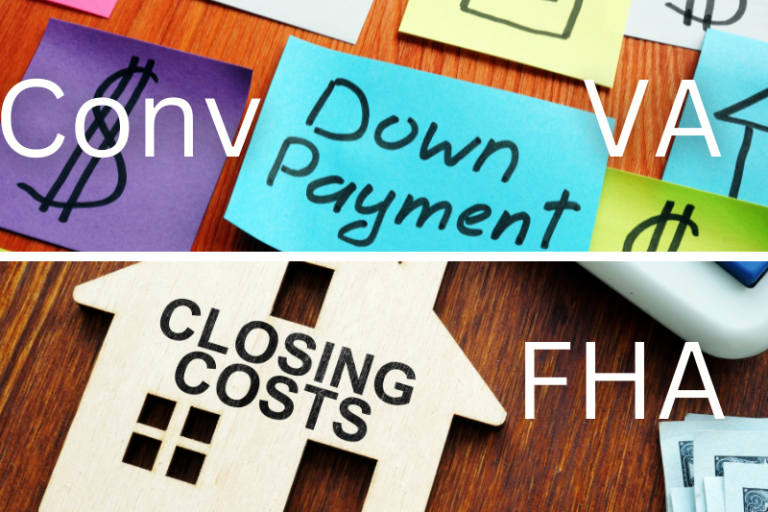 Closing Costs vs Down Payment for (FHA, VA, and Conv) Mortgage